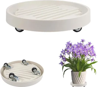 Produktbild von Kunststoff-Blumengartenwagen mit 4 Rollen 22cm Transporthilfe für Pflanzen - grün - für Innen- und Außenbereich - Garten - Büro