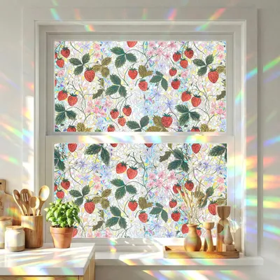 Productafbeelding van Decoratieve raamfolie - zelfklevende statische folie met bessenprint 44x200CM