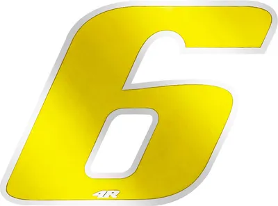 Zdjęcie produktu dla Naklejka z numerem wyścigowym na motocykl "6" żółta 100 x 130 mm
