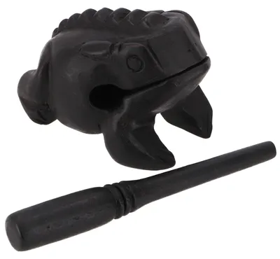Produktbild von Klangfrosch, Musik Percussion Rhythmus Klang Instrumente, Holzspiel, Klangtier - Schwarz 10 cm, Braun, Musikinstrumente