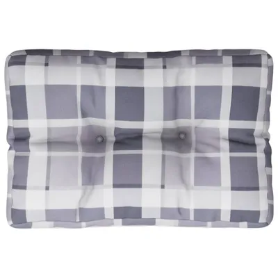 Produktbild von vidaXL Palettenkissen Grau Karomuster 50x40x12 cm Stoff