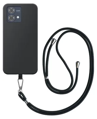 Obrázek produktu pro Vhodné pro Motorola Moto G84 Pouzdro na telefon s odnímatelnou černou šňůrkou - Flexibilní zadní kryt Pouzdro ze silikonu TPU s černou šňůrkou - Black - Smartphonics