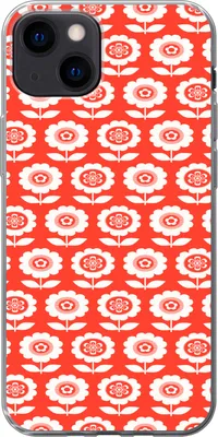 Produktbild von MuchoWow® Handyhülle Schutzhülle Hülle für Telefoonhoesje iPhone 13 Blumen - Muster - Rot Silikon Softcase Handy Hülle - Karteninhaber