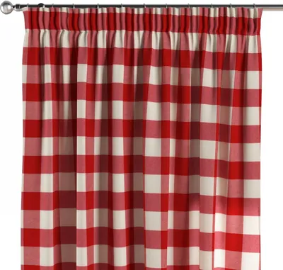 Produktbild von Dekoria Vorhang mit Kräuselband, ecru-rot kariert, 130 x 245 cm