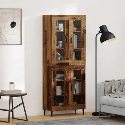 Zdjęcie produktu dla VidaXL Wysoka szafka, 2 sztuki, drewno z odzysku, 69,5 x 34 x 180 cm, płyta wiórowa