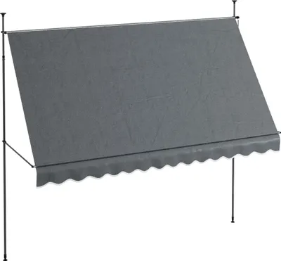 Image de Outsunny Store banne autoportant manuel auvent ršŠtractable 3,5L x 1,2l x 2,1-3H m inclinaison ršŠglable pour balcon sans trous š€ percer mšŠtal alu polyester gris foncšŠ