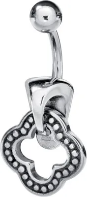 Immagine prodotto di Piercing all'ombelico Banana in acciaio inox 316L con fiore - BXX-21