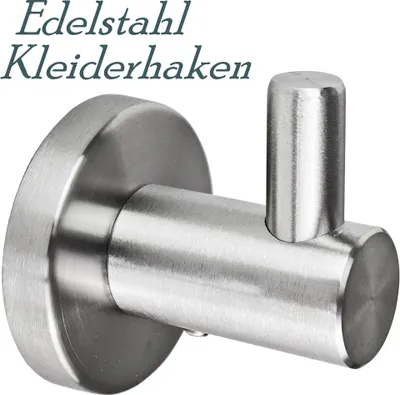 Produktbild von Edelstahl Kleiderhaken 1 Stück Garderobenhaken Wandhaken Edelstahl Handtuchhaken zum Bohren inkl. Schrauben und Dübel V2Aox
