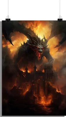 Produktbild von Drachen Poster - Burg Poster - Fantasie Poster - 61x91cm - Perfekt zum Einrahmen