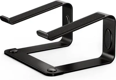 Obrázek produktu pro Uniqoos® – Stojan na notebook – ergonomický držák, zvedá notebook do výšky o 15 cm (6 palců), kompatibilní s notebooky o velikosti 25–39 cm (10–15,6 palců), černý, kovová slitina, maximální nosnost 4 kg