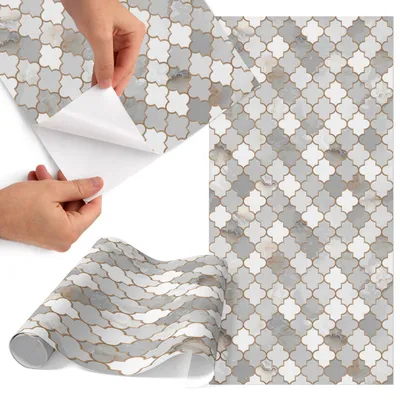 Produktbild von Möbelfolie 65x130 cm - Klebefolie Möbel - Selbstklebende Folie - Folie für Möbel - Möbelfolie Küche - Klebefolie Küche - Möbelfolie Schrank - Wasserdicht - Abwaschbar - Selbstklebend - Luftblasenfrei - Rückstandslos entfernbar - Mosaikmuster