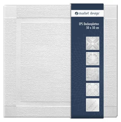 Produktbild von Deckenplatten 50x50cm Styropor EPS weiß 34 Dekore, Marbet Deckenverkleidung