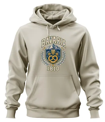 Imagen del producto de Baviera, 1810, , Brezel bávara, lúpulo, pantalones de cuero, sudadera, sudadera con capucha, naturaleza, talla S