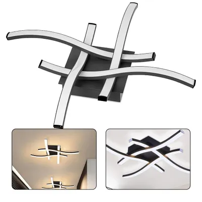 Productafbeelding van LED-plafondlamp, woonkamerlamp, 64W, dimbaar, met afstandsbediening en app-besturing. Geschikt voor woonkamer, keuken, balkon, hal, slaapkamer en kelder