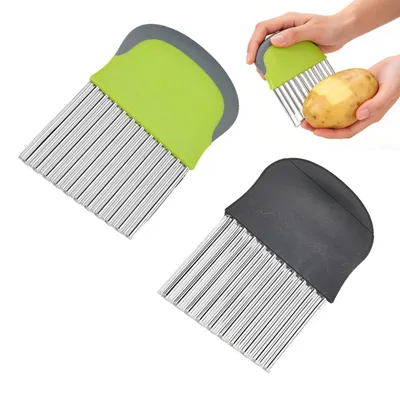 Wellenschneider-Set 2er: RVS, Grün & Schwarz, für Gemüse