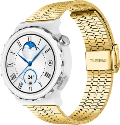 Produktbild von Strap-it Stahlarmband - Kompatibel mit Huawei Watch GT 3Armband 42mmHochwertiger EdelstahlHuawei watch strap Armband mit klappschließe für 20mmArmband Gold