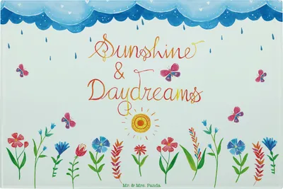 Produktbild von Mr. & Mrs. Panda Schneidplatte Glas Sunshine and Daydreams - Geschenk, Schneidebrett, Spruch, Traum, Dekoration, Hackbrett, Sonne, Sommer, Küchenbrett, Zitat, Aus