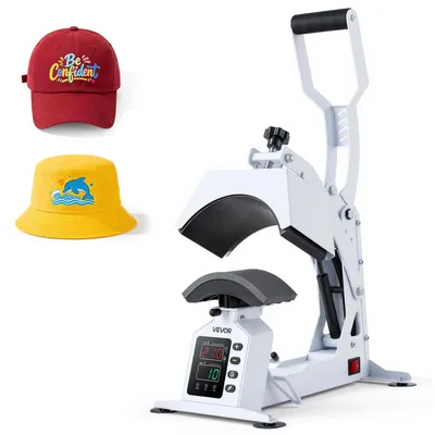 Immagine prodotto di VEVOR Pressa per cappellini 580 W, pressa per cappelli con piastra riscaldante (215,9 x 99 mm), pressa per berretti con controllo della temperatura e del tempo, pressa a trasferimento per cappelli, cappellini, berretti, fasce per la fronte, mascherine, pressa riscaldante fai da te bianca