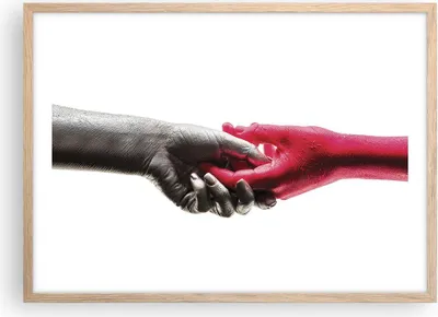 Produktbild von Gerahmtes Poster - Rahmen in heller Eiche - Hilfe Hände Symbol - 70x50 cm - Wand Bild - Wanddeko - Wandbilder - Kunstposter - Wandposter - Bilderrahmen - Bilder - Kunstdruck - P2NAA70x50-4483