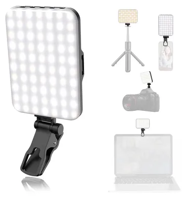 Produktbild von Aufsteckbares LED-Videolicht fuer die Tasche, Videokonferenzlicht fuer Computer, Tablet, Handy, DSLR-Kamera, LED-Fuelllicht 2500 K šC 6500 K, dimmbar, eingebauter Akku fuer Online-Meetings, Live-Streaming, Selfie