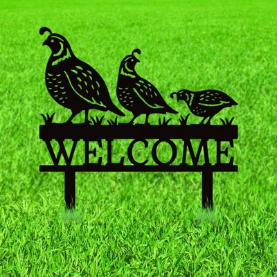 Produktbild von Dekorative Gartenpfähle mit Wachtelsilhouette für Gartenkunst