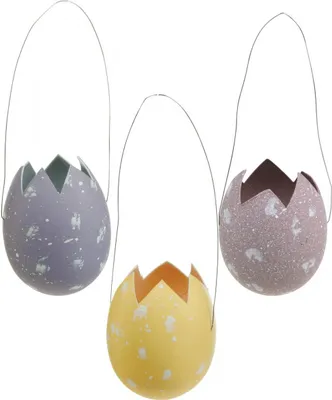 Produktbild von Osterei zum Hängen Deko Lila, Rosa, Gelb Kunststoff Ei, 6er Set, 6,5cm, 6 Stück