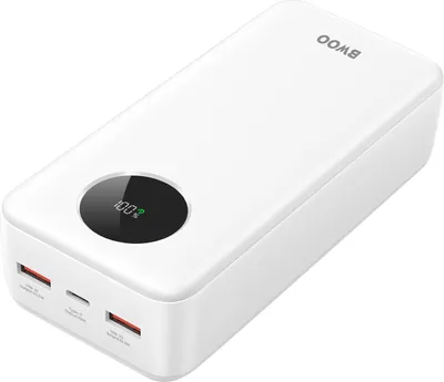 Produktbild von Bwoo, Externer Akku 30000mAh USB-C 2xUSB LCD Bwoo Weiß, Weiß