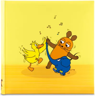 Produktbild von Hama Fotoalbum Jumbo „DieMaus“ 30x30 cm (Fotobuch mit 80 weißen Seiten, Album für 320 Fotos zum Selbstgestalten und Einkleben, Sendung mit der Maus, für Kinderfotos, Babyalbum) gelb