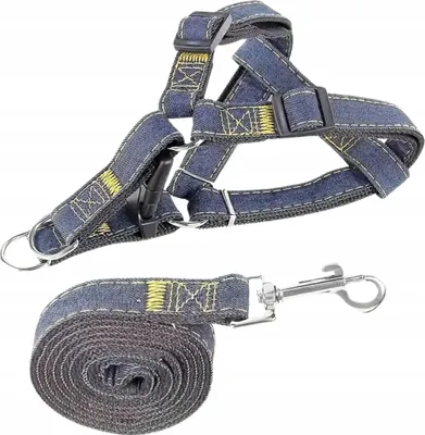 Obrázek produktu pro PETSTORY Sada postrojů pro psy L Jeans, nastavitelná na 35-55 cm
