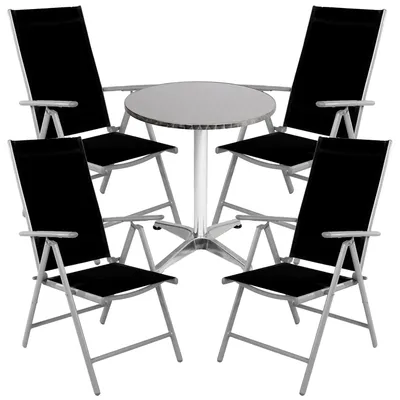 Image de Ensemble de sièges Bistro Ensemble de sièges Bistro 5 pièces gris argenté / noir