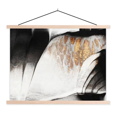 Produktbild von MuchoWow® Textilposter Gold - Abstrakt - Design 60x45 cm mit holzfarbenen Rahmen - Bild