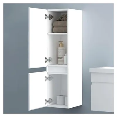 Produktbild von Hochschrank 110 cm mit 2 Hochglanz-Türen und 3 Ablageflächen in Weiß