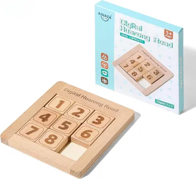 Imagen del producto de Puzzles de madera con figuras, números del 1 al 8, juego de lógica para niños y adultos