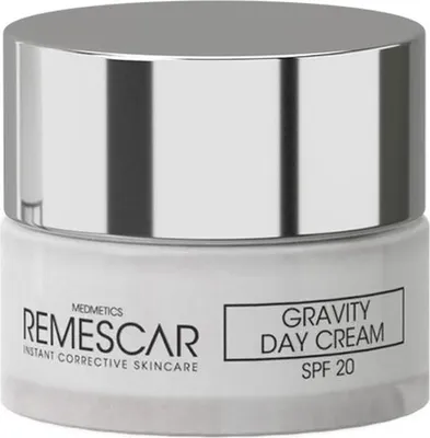 Productafbeelding van Remescar Gravity Day Cream SPF 20 – Gezichtscrème met collageen en elastine, dagcrème voor vrouwen en mannen, hydraterende gezichtscrème en vochtinbrengende crème om uw huid te versterken, anti-rimpelcrème met microbiomtechnologie, 50 ml