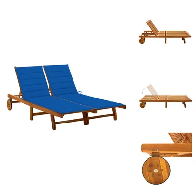 Immagine prodotto di vidaXL Lettino per 2 persone con cuscini in legno massiccio di acacia - Lettini prendisole