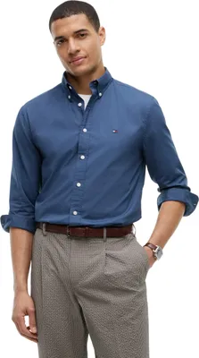 Zdjęcie produktu dla Koszulka męska Tommy Hilfiger, materiał: bawełniana popelina, krój: regular, kolor: niebieski (Aegean Sea), rozmiar: M
