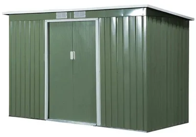 Immagine prodotto di Capanno da giardino in metallo con doppia porta scorrevole | Colore: grigio scuro | Dimensioni: 130x280x172 cm