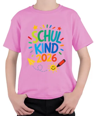 Produktbild von Schulkind 2026 Einschulung Schulanfang Erstklässler 1. Klasse Kinder T-Shirt, Pink, 128