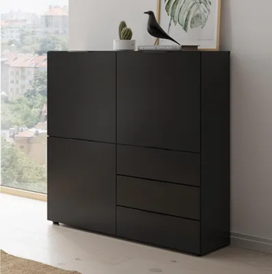 Image de Kommode >Domenico< in Schwarz Perl - 100x101x32cm (BxHxT)