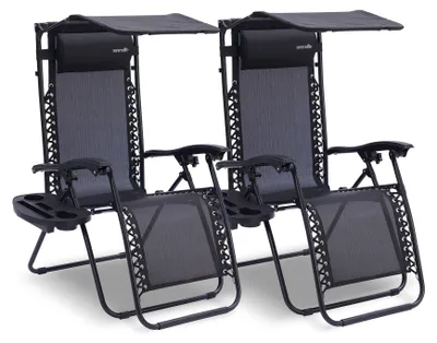 Obrázok produktu pre Nastaviteľná záhradná stolička – relaxačná stolička – ležadlo – stolička na balkón – plážová stolička – sada 2 kusov