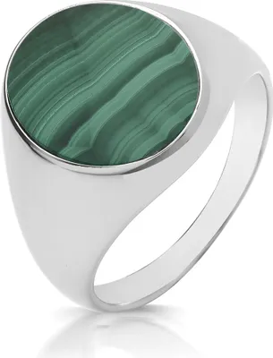 Image de Bague Chevalière / Bague Souveraine Homme Argent fin 925 avec Malachite, 69 (22.0); TRS33135RSZ