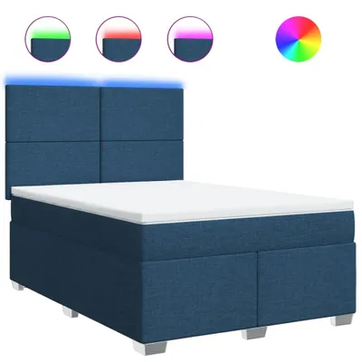 Produktbild von vidaXL Boxspringbett mit Matratze Blau 140x190 cm Stoff