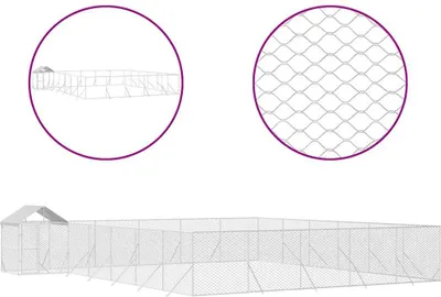 Obrázek produktu pro vidaXL Venkovní bouda pro psy se střechou stříbrná 12x12x2,5m ocelová pozinkovaná