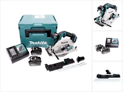 Produktbild von Makita DHS 680 RTJ Akku Handkreissäge 18 V 165 mm Brushless + 2x Akku 5,0 Ah + Ladegerät + Adapter + Makpac