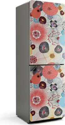 Produktbild von Abstrakte Blumenmuster – Magnetische Kühlschrank Abdeckung – Dekorfolie magnetisch Küche – Kühlschrank Magnet Deko – selbstklebende Magnettafel – Magnetfolie für Kühlschranktür – 60x180 cm
