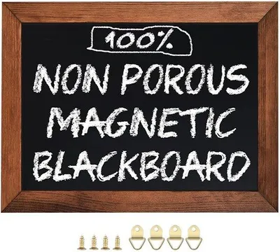 Productafbeelding van Ibenzoa® Magnetisch schoolbord, 33 x 43 cm – met stevig frame van grenenhout, magnetisch en beschrijfbaar, ideaal voor keuken, kantoor, restaurant en decoratie