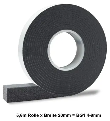 Produktbild von Ramsauer 1083 Kompriband Pro Quellband grau 5,6m x 20mm x 4mm Fuge BG1 4-9mm