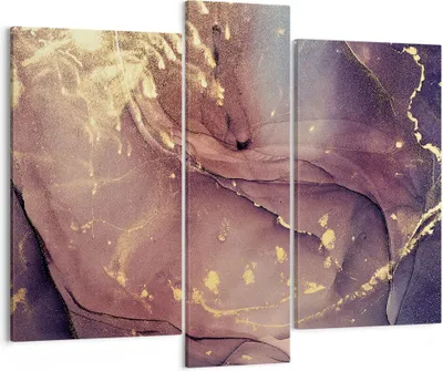 Produktbild von Bild auf Leinwand - Leinwandbild - 3 Teile - Stein Gold Marmor - 95x80cm - Wand Bild - Wanddeko - Wandbilder - Leinwanddruck - Bilder - Wanddekoration - Leinwand bilder - Wandbild - CB95x80-4714