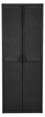 Produktbild von Lagerschrank aus Polypropylen mit 4 Fächern, Schwarz, Rattan-Optik, 65x45x172 cm