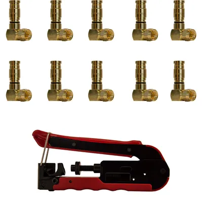 Produktbild von PremiumX 10x XCon G1-90 Kompressionsstecker Winkelstecker + Kompressionszange